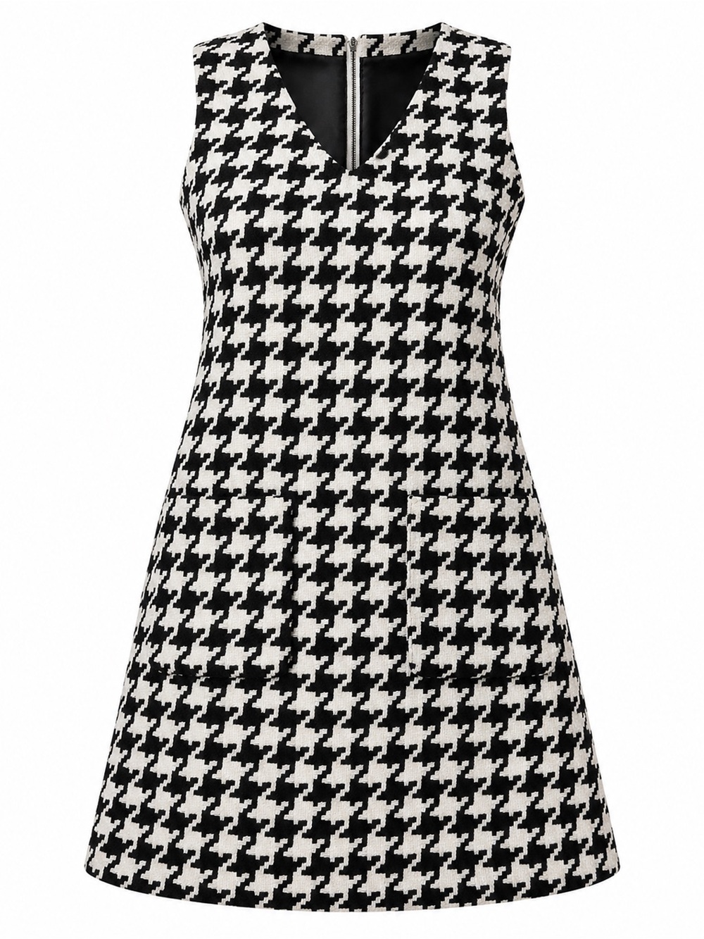 SHEIN Curve Plus Size 4XL Black White Houndstooth Shift Dress